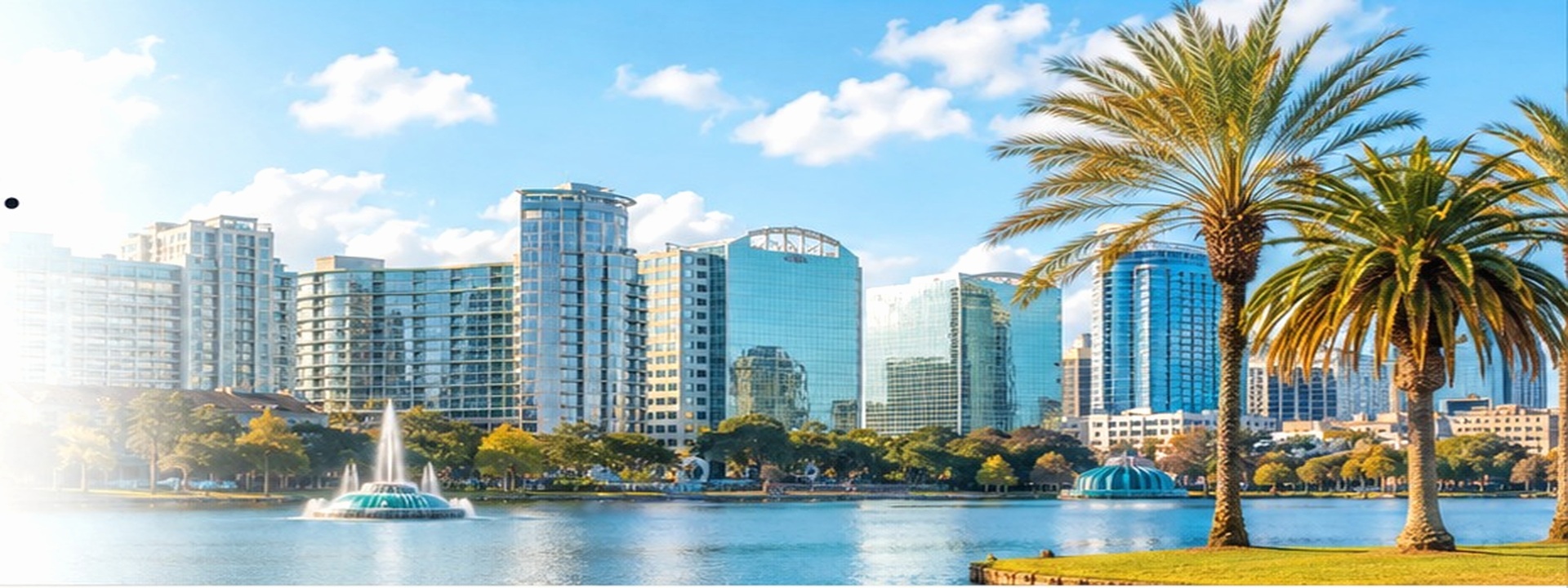 Orlando skyline and Lake Eola